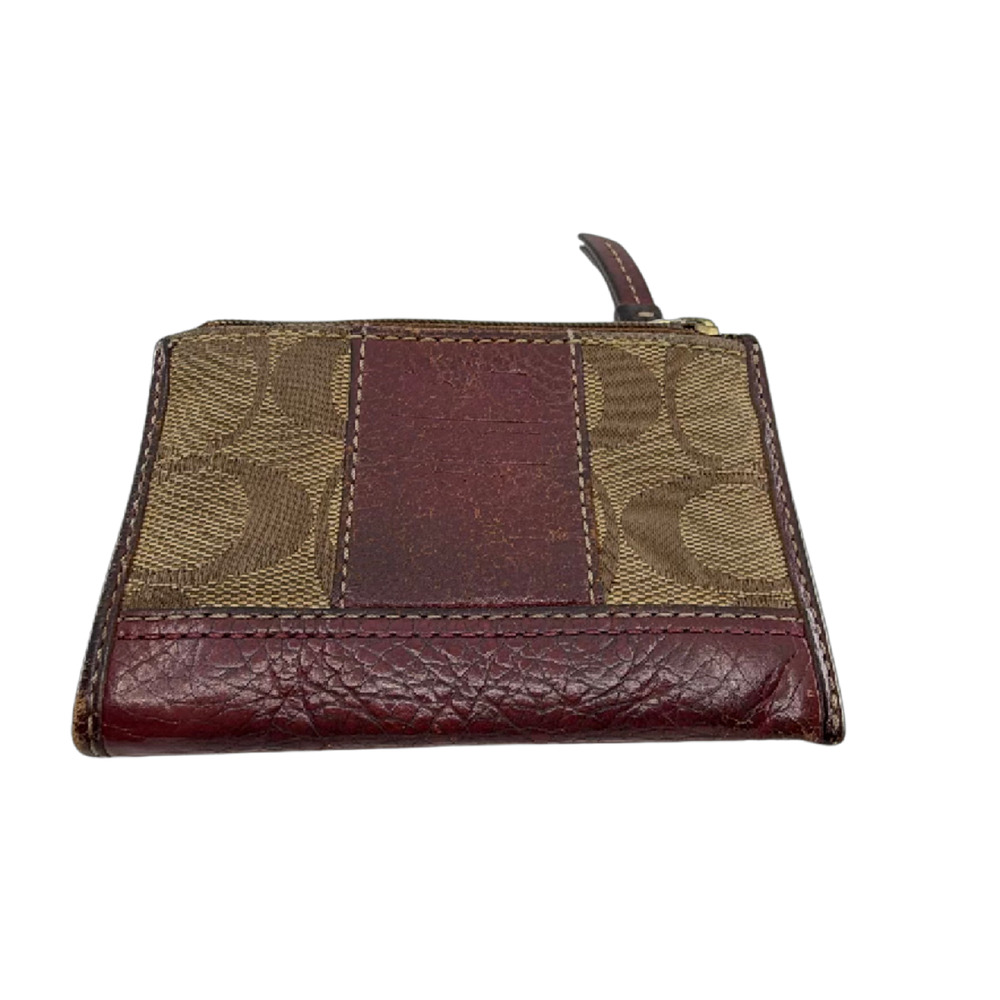 Coach Mini Skinny Brown Signature C Canvas & Leather Coin Ca